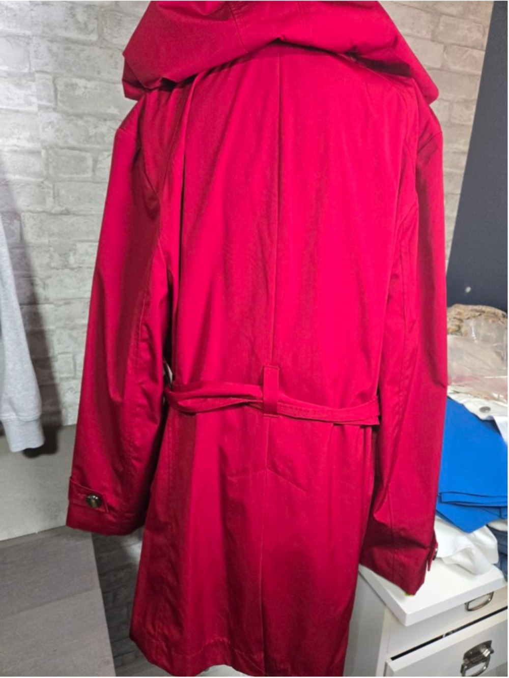 Clearance Women's Liz Claiborne Wine Color Water Resistant Hooded Trench Coat 3X - Picture 5 of 15